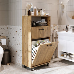 Kirli Çamaşır Sepetli Çekmeceli Banyo Dolabı Çok Amaçlı Dolap - Rim