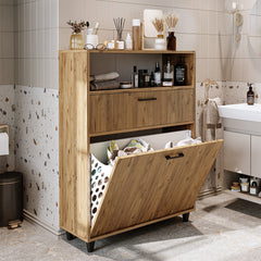 Kirli Çamaşır Sepetli Çekmeceli Banyo Dolabı Çok Amaçlı Dolap - Rim