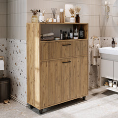 Kirli Çamaşır Sepetli Çekmeceli Banyo Dolabı Çok Amaçlı Dolap - Rim