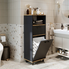 Kirli Çamaşır Sepetli Çekmeceli Banyo Dolabı Çok Amaçlı Dolap - Rim