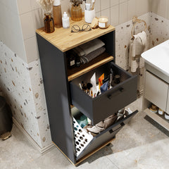 Kirli Çamaşır Sepetli Çekmeceli Banyo Dolabı Çok Amaçlı Dolap - Rim