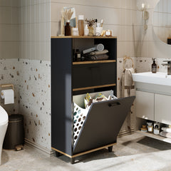 Kirli Çamaşır Sepetli Çekmeceli Banyo Dolabı Çok Amaçlı Dolap - Rim