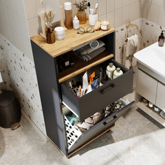 Kirli Çamaşır Sepetli Çekmeceli Banyo Dolabı Çok Amaçlı Dolap - Rim