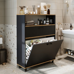 Kirli Çamaşır Sepetli Çekmeceli Banyo Dolabı Çok Amaçlı Dolap - Rim