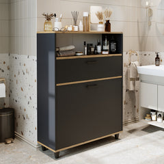 Kirli Çamaşır Sepetli Çekmeceli Banyo Dolabı Çok Amaçlı Dolap - Rim