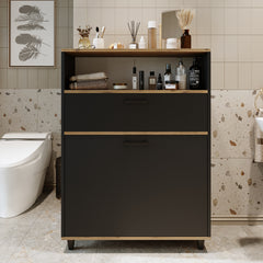Kirli Çamaşır Sepetli Çekmeceli Banyo Dolabı Çok Amaçlı Dolap - Rim