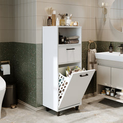 Kirli Çamaşır Sepetli Çekmeceli Banyo Dolabı Çok Amaçlı Dolap - Rim
