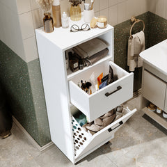 Kirli Çamaşır Sepetli Çekmeceli Banyo Dolabı Çok Amaçlı Dolap - Rim