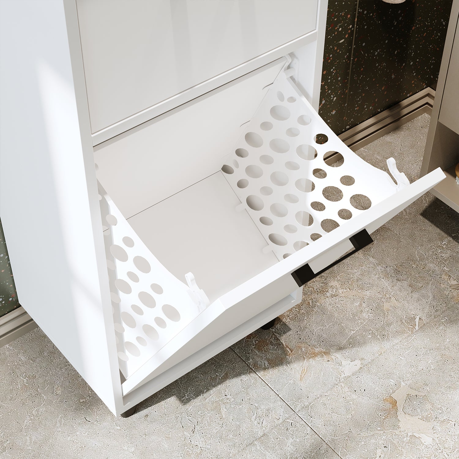 Kirli Çamaşır Sepetli Çekmeceli Banyo Dolabı Çok Amaçlı Dolap 45 cm - Rim