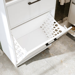 Kirli Çamaşır Sepetli Çekmeceli Banyo Dolabı Çok Amaçlı Dolap 60 cm - Rim