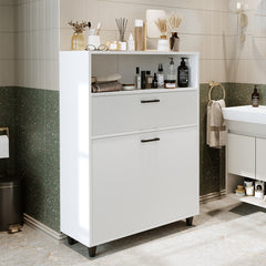 Kirli Çamaşır Sepetli Çekmeceli Banyo Dolabı Çok Amaçlı Dolap 90 cm - Rim