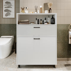 Kirli Çamaşır Sepetli Çekmeceli Banyo Dolabı Çok Amaçlı Dolap 90 cm - Rim