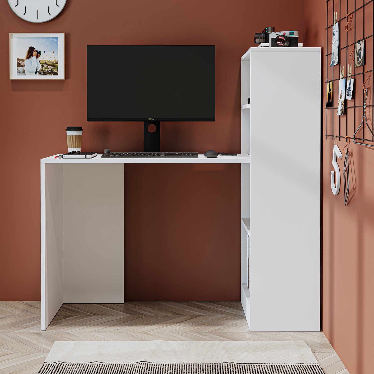 Kitaplıklı Çalışma Masası - Laura - Roomartstore.com.tr
