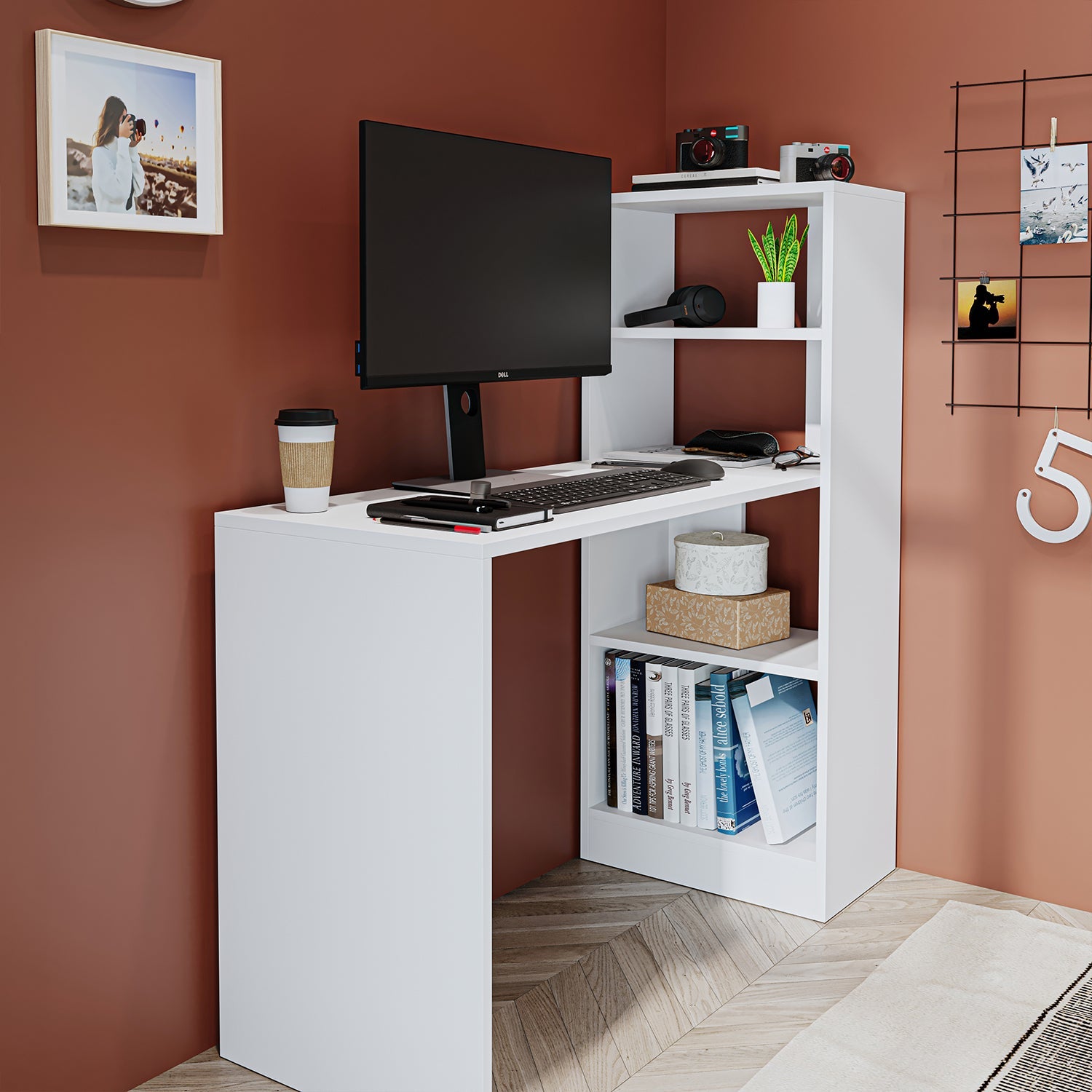 Kitaplıklı Çalışma Masası - Laura - Roomartstore.com.tr