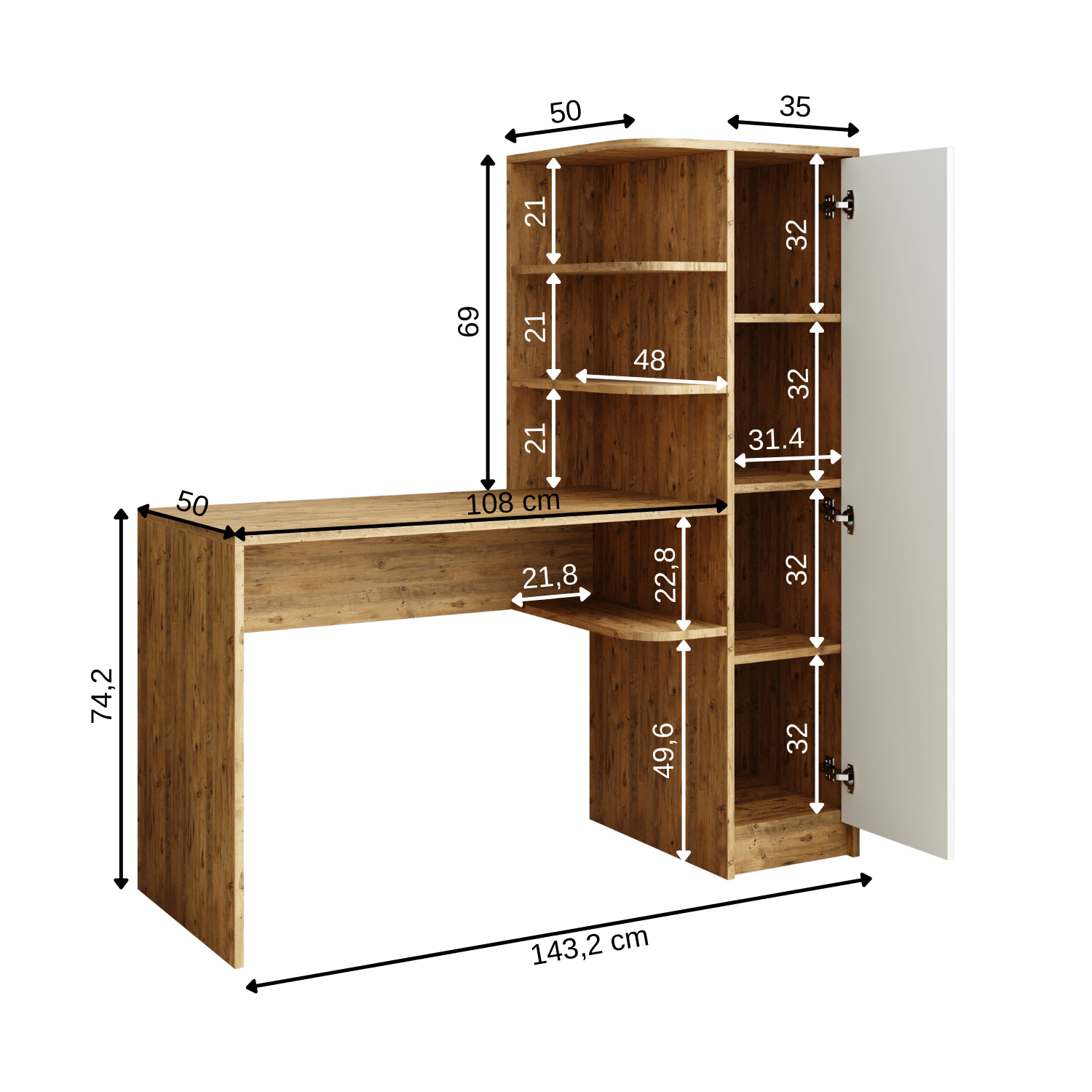 Kitaplıklı Çalışma Masası - Roma - Roomartstore.com.trçalışma masası2073