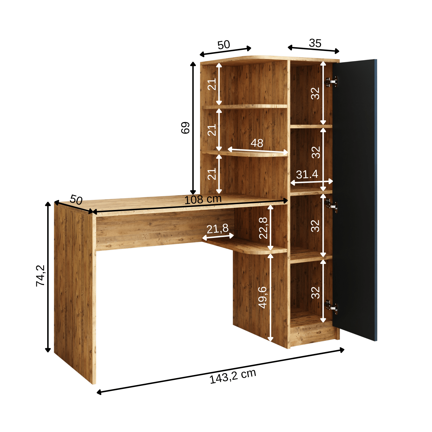 Kitaplıklı Çalışma Masası - Roma - Roomartstore.com.trçalışma masası2075