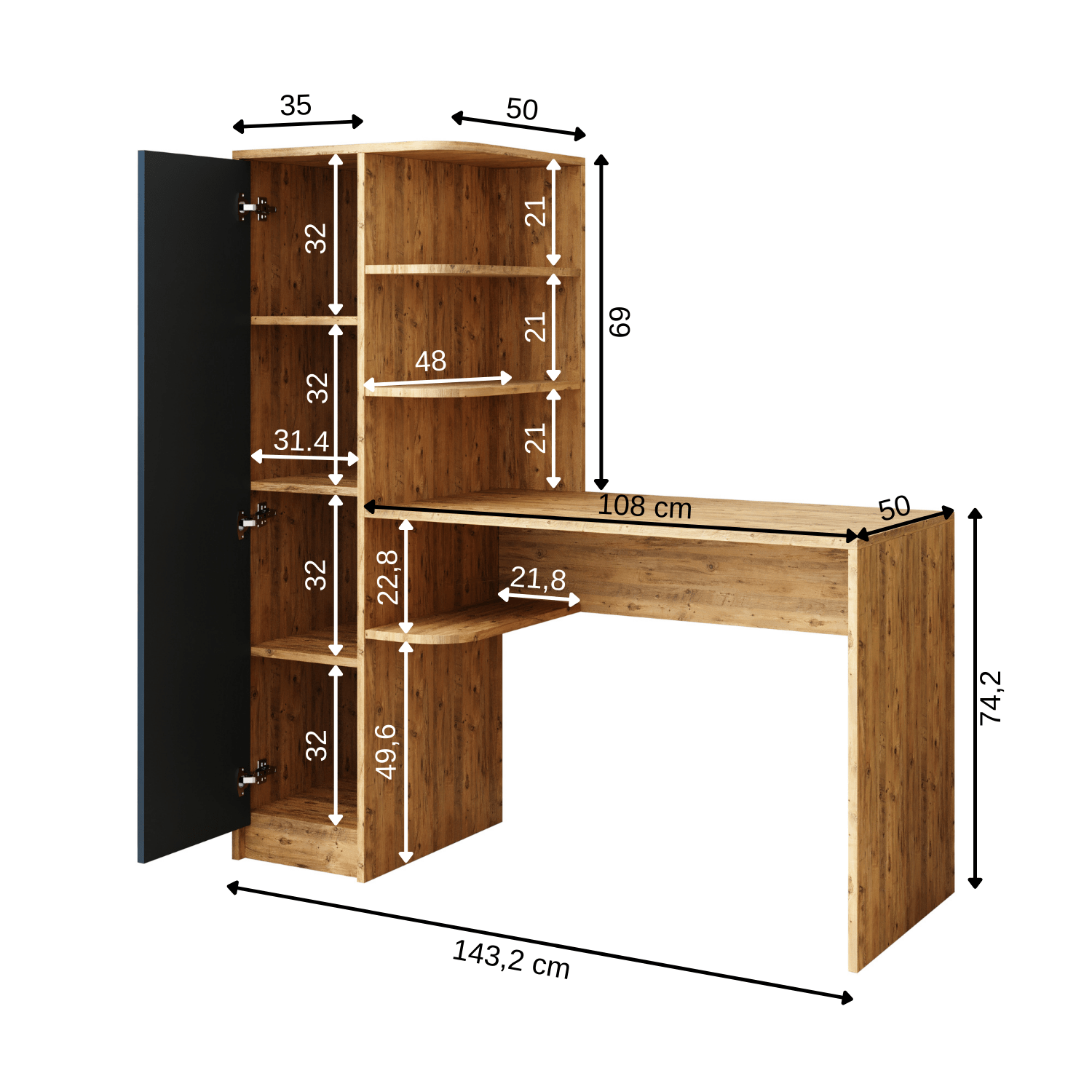 Kitaplıklı Çalışma Masası - Roma - Roomartstore.com.trçalışma masası2076