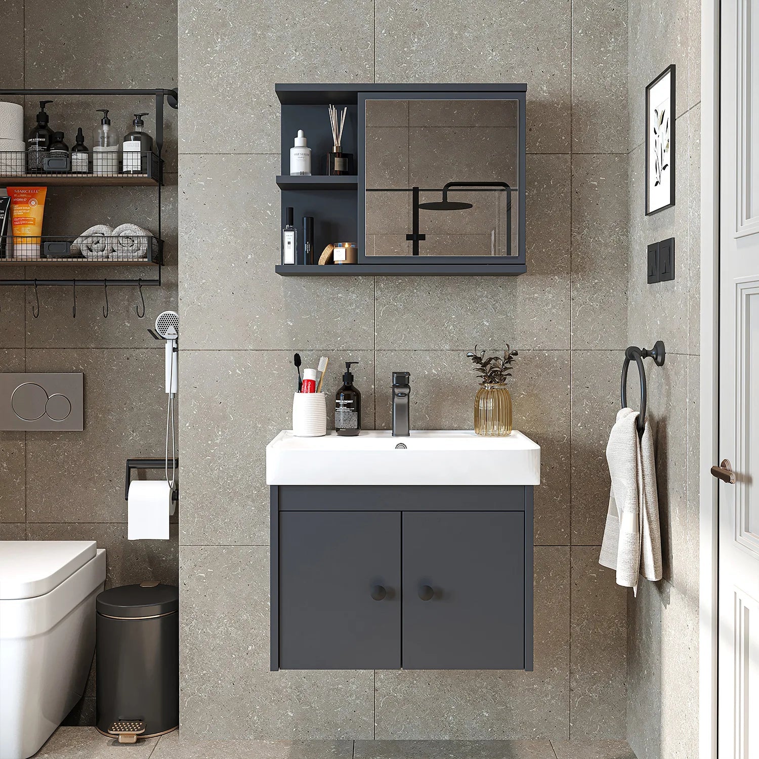 Lavabolu Banyo Dolabı 2li Set - Ada - Roomartbanyo dolabı2679