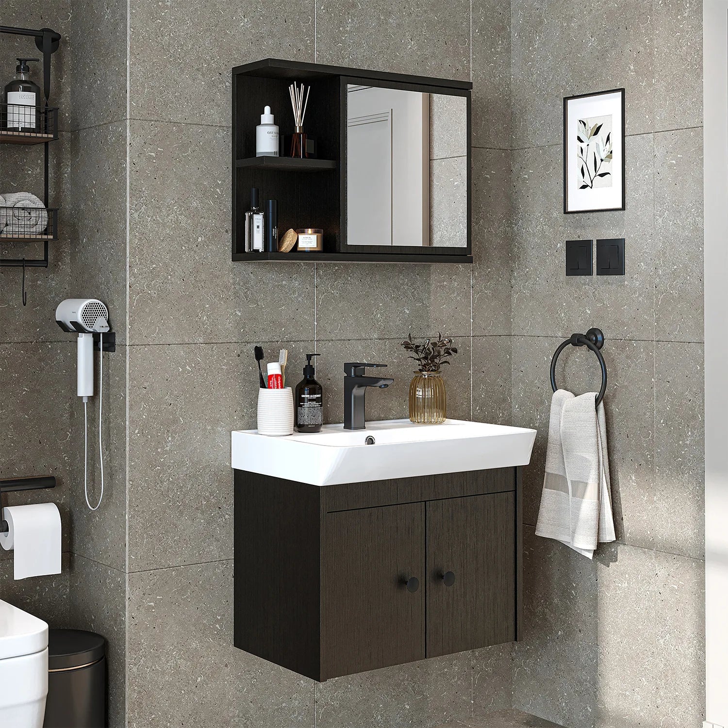 Lavabolu Banyo Dolabı 2li Set - Ada - Roomartbanyo dolabı2680