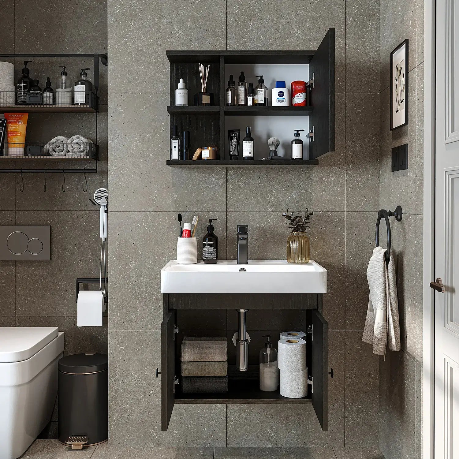 Lavabolu Banyo Dolabı 2li Set - Ada - Roomartbanyo dolabı2680