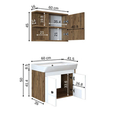Lavabolu Banyo Dolabı 2li Set - Ada - Roomartbanyo dolabı2864