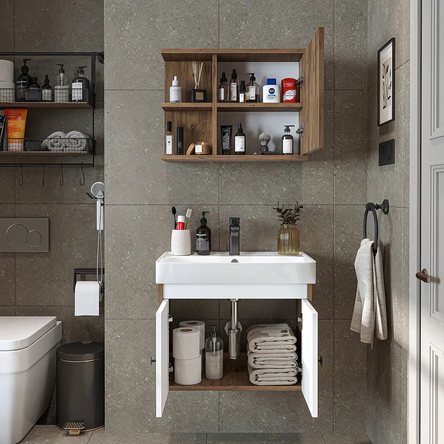 Lavabolu Banyo Dolabı 2li Set - Ada - Roomartbanyo dolabı2864