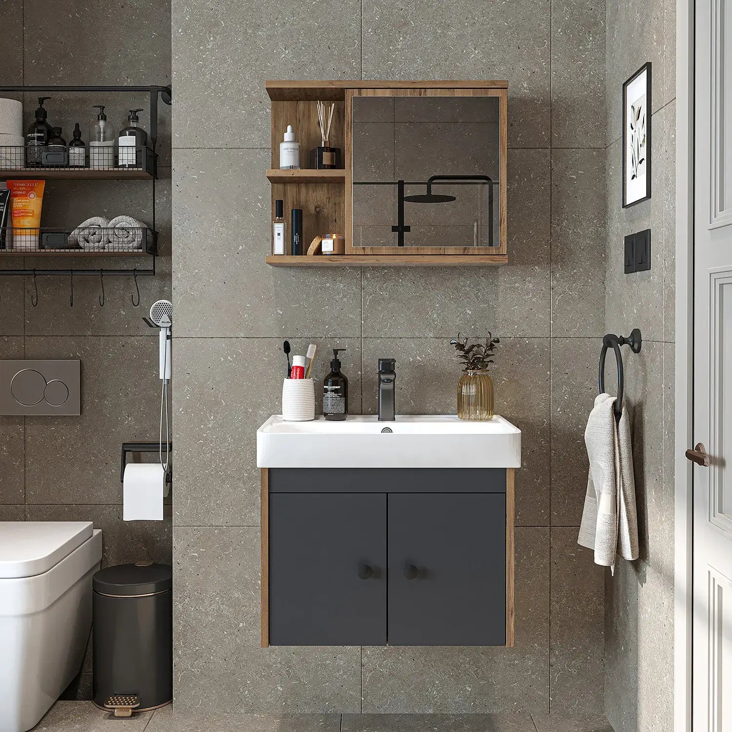 Lavabolu Banyo Dolabı 2li Set - Ada - Roomartbanyo dolabı2865