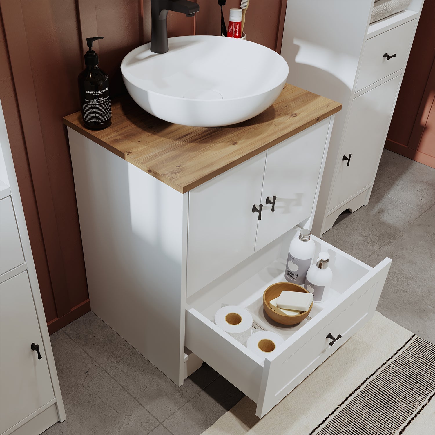 Lavabolu Banyo Dolabı 2li Set - Aria - Roomartstore.com.trbanyo dolabı2408
