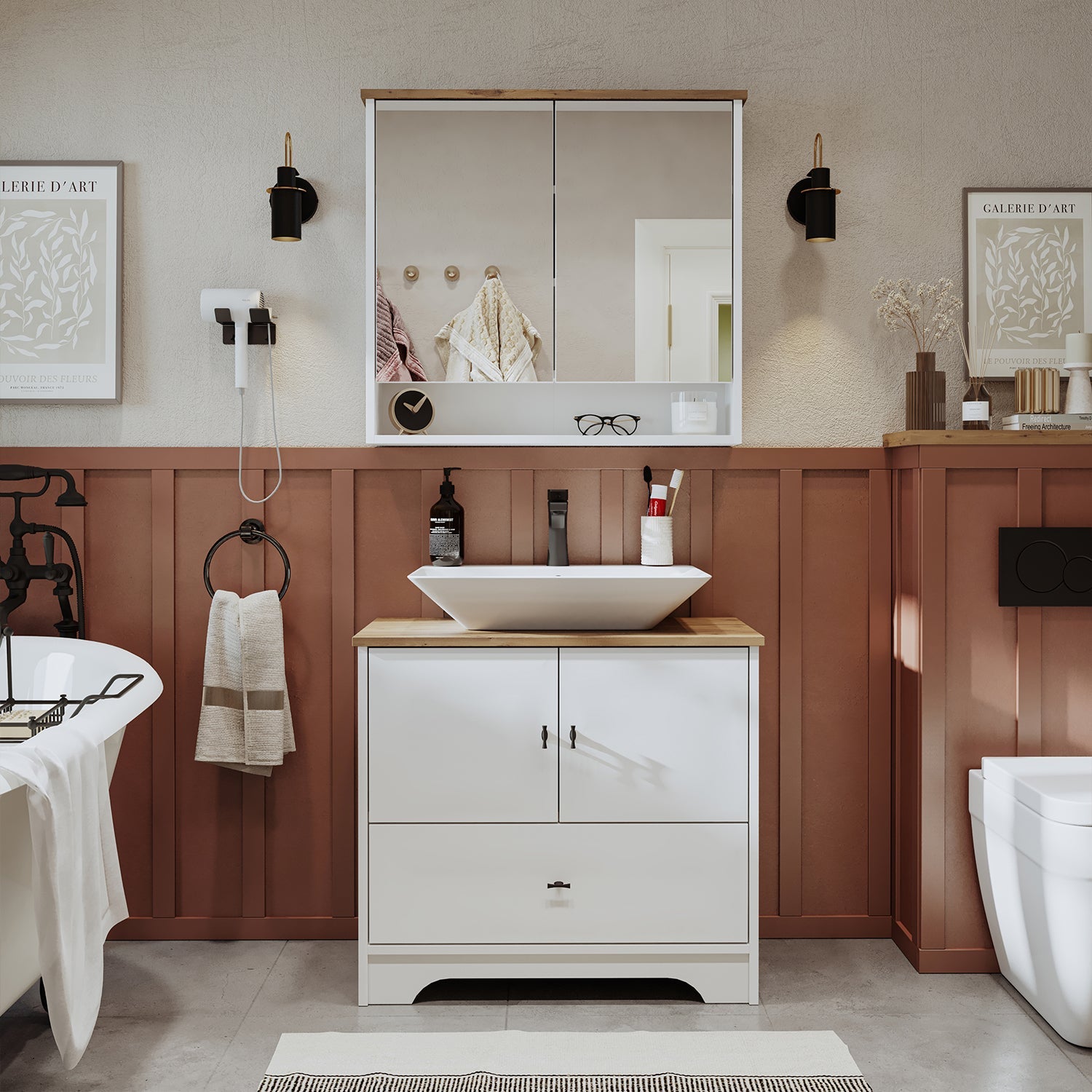 Lavabolu Banyo Dolabı 2li Set - Aria - Roomartstore.com.trbanyo dolabı2445