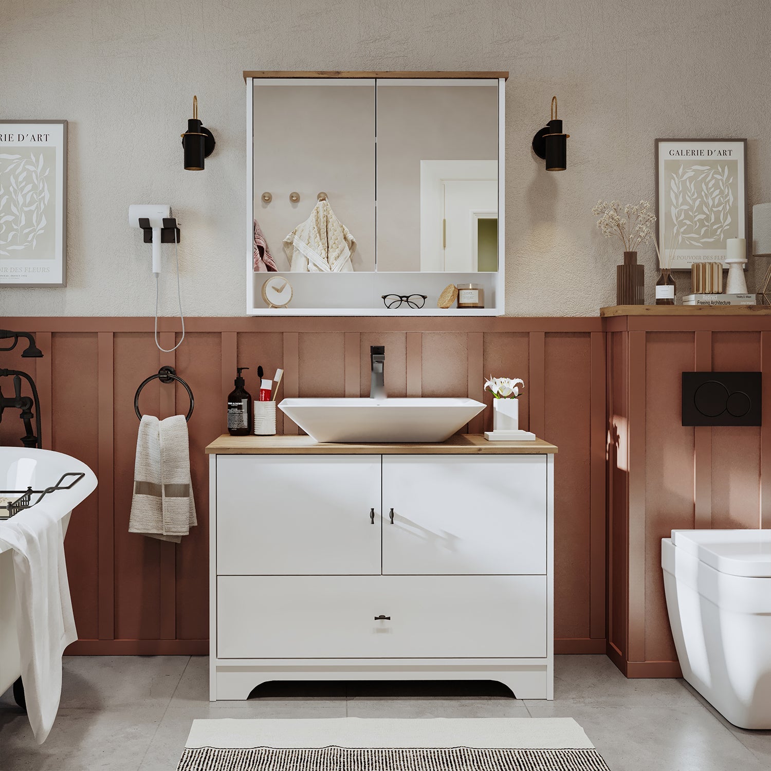 Lavabolu Banyo Dolabı 2li Set - Aria - Roomartstore.com.trbanyo dolabı2449