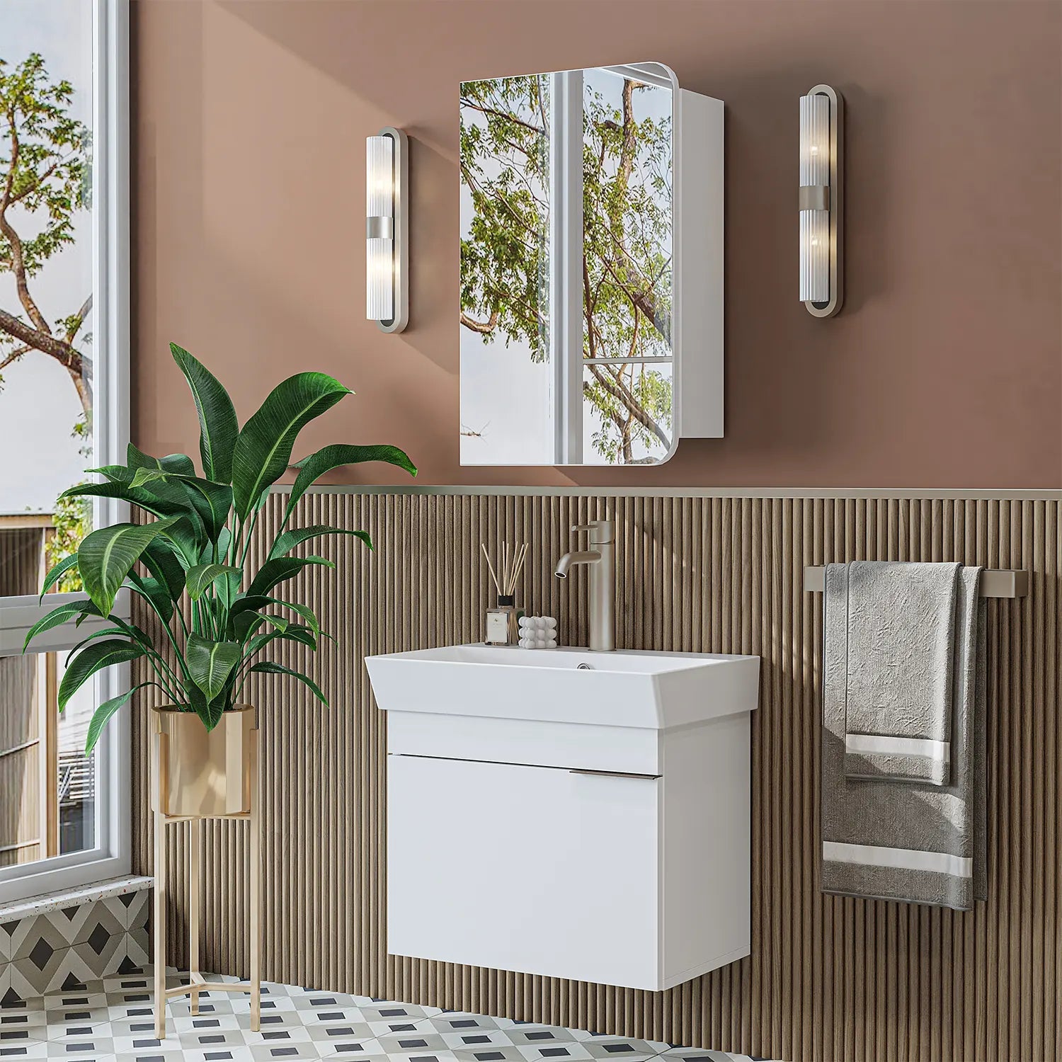 Lavabolu Banyo Dolabı 2li Set - Likya - Roomartbanyo dolabı2916