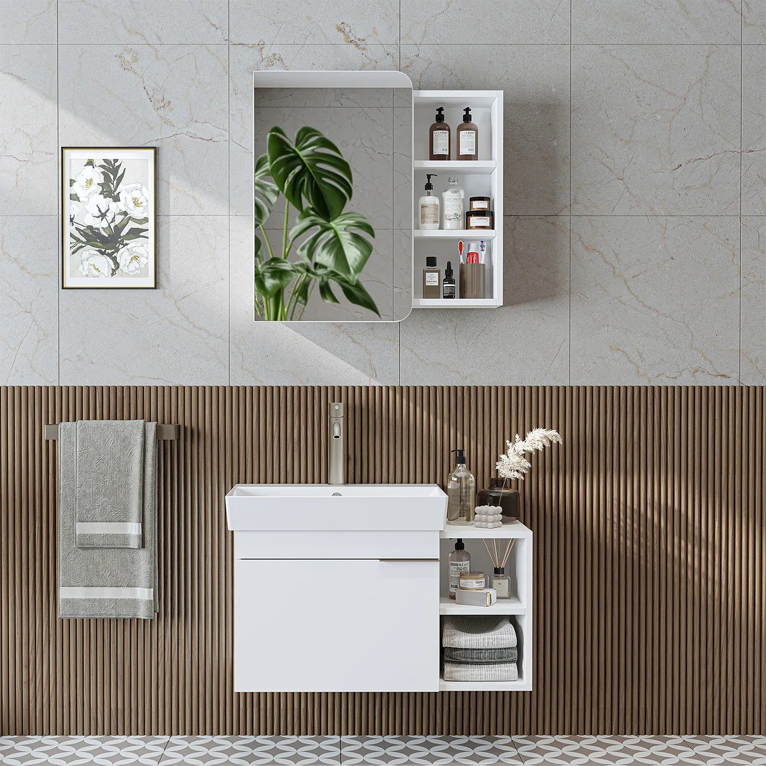 Lavabolu Banyo Dolabı 2li Set - Likya - Roomartbanyo dolabı2918