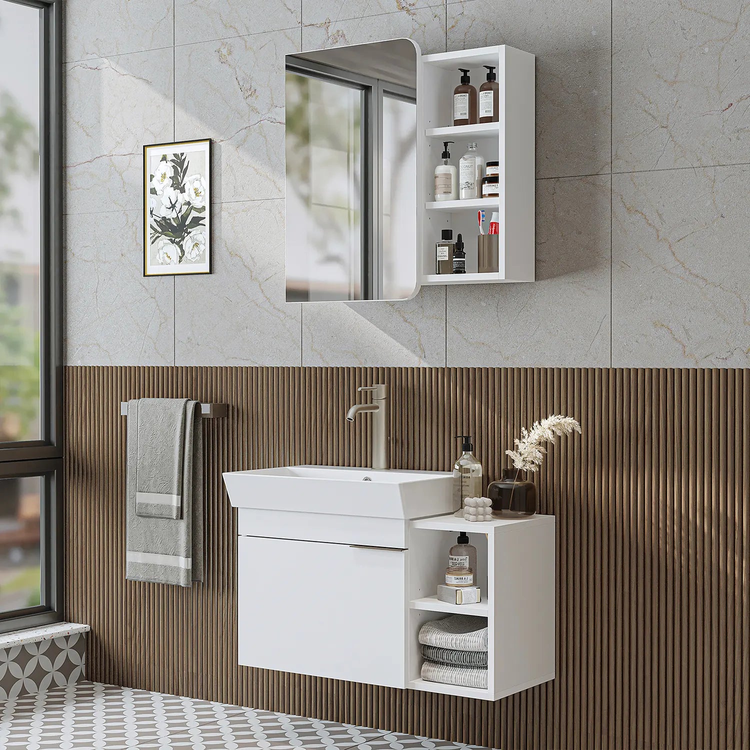 Lavabolu Banyo Dolabı 2li Set - Likya - Roomartbanyo dolabı2918