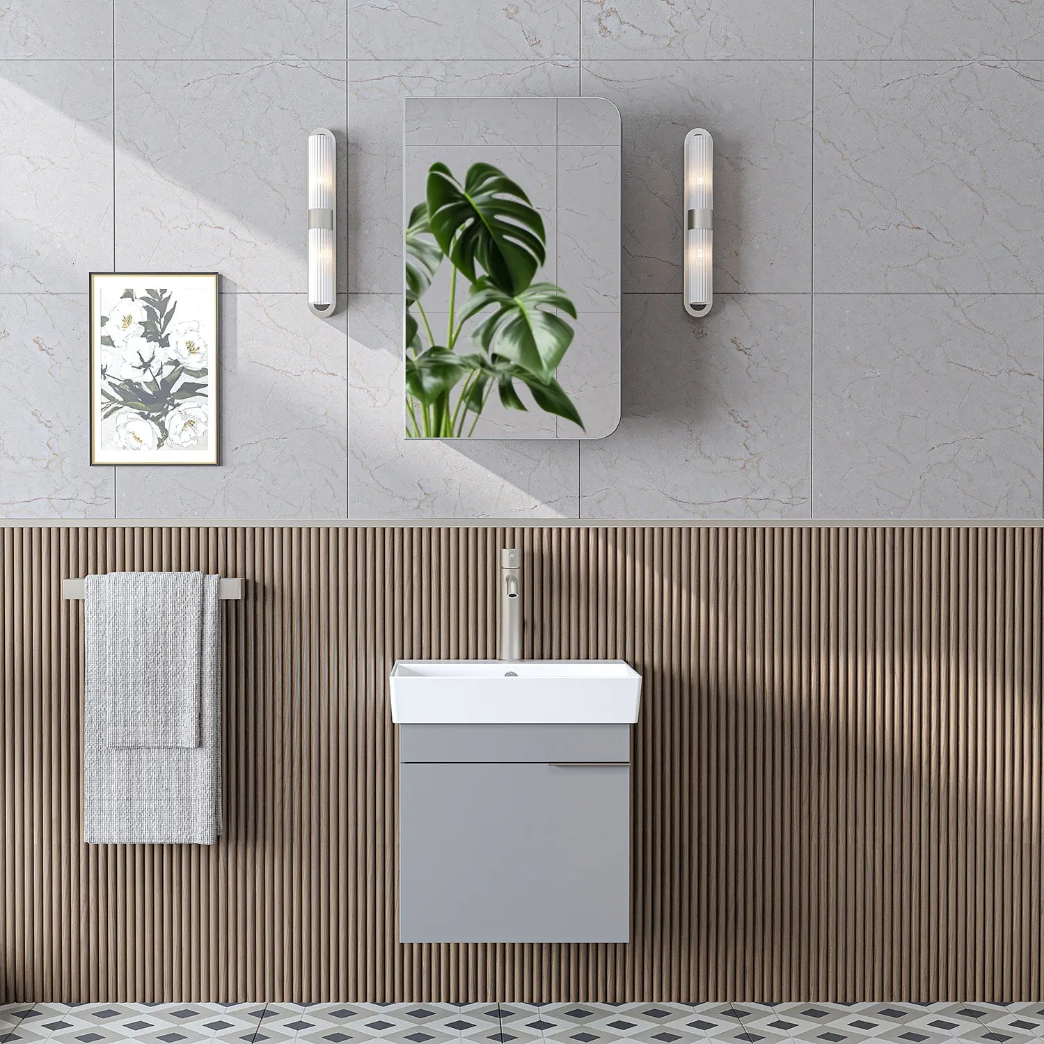 Lavabolu Banyo Dolabı 2li Set - Likya - Roomartbanyo dolabı2927