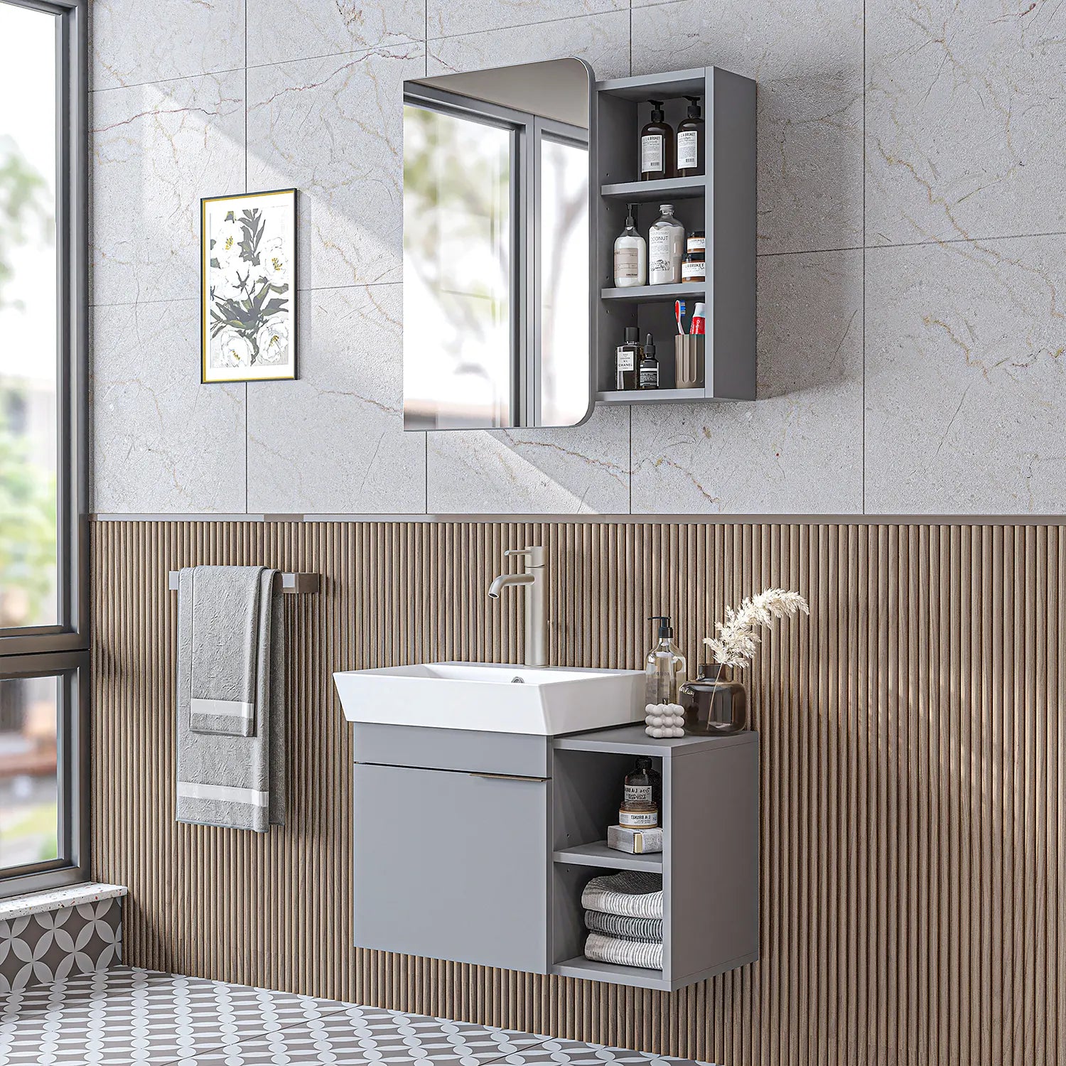 Lavabolu Banyo Dolabı 2li Set - Likya - Roomartbanyo dolabı2929