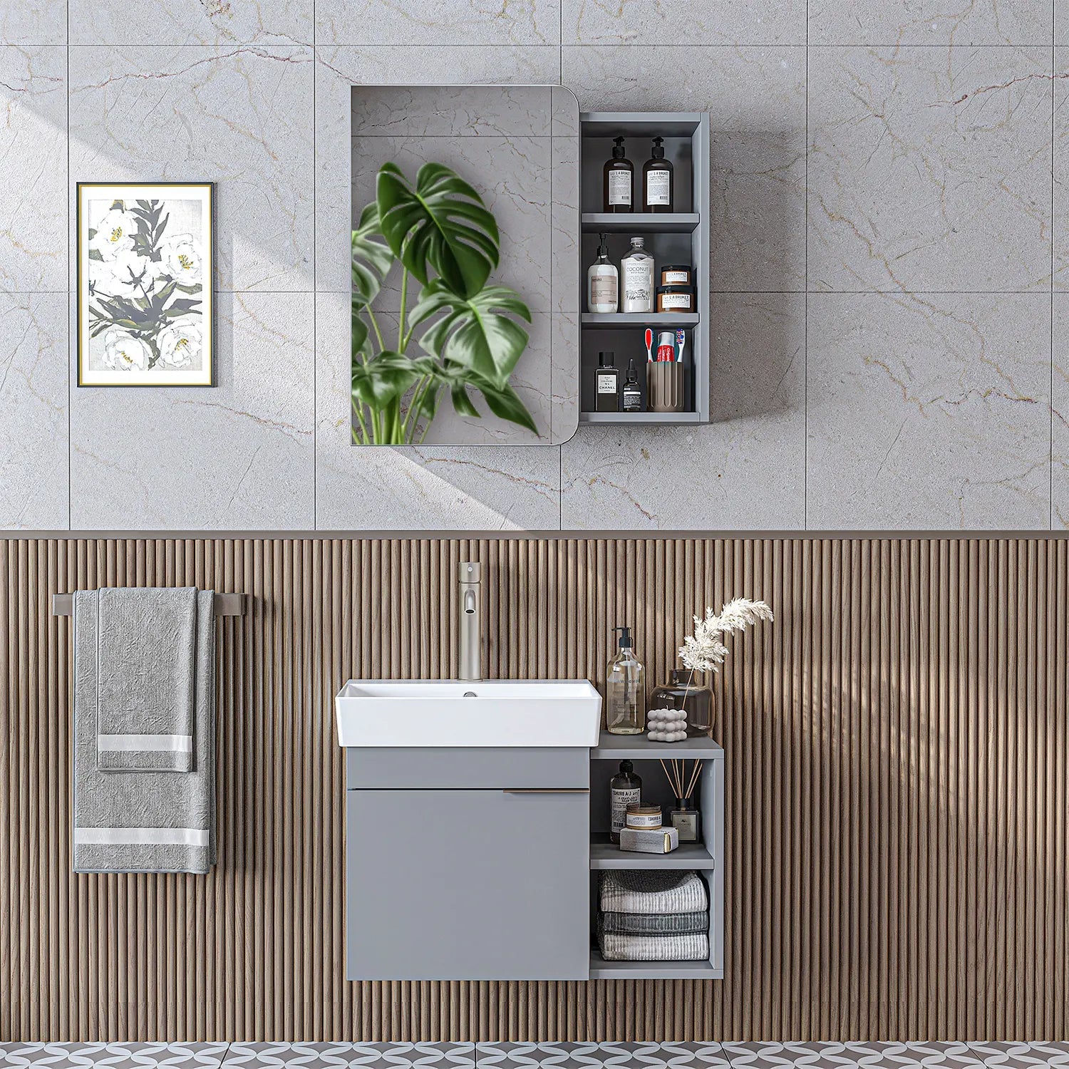 Lavabolu Banyo Dolabı 2li Set - Likya - Roomartbanyo dolabı2929
