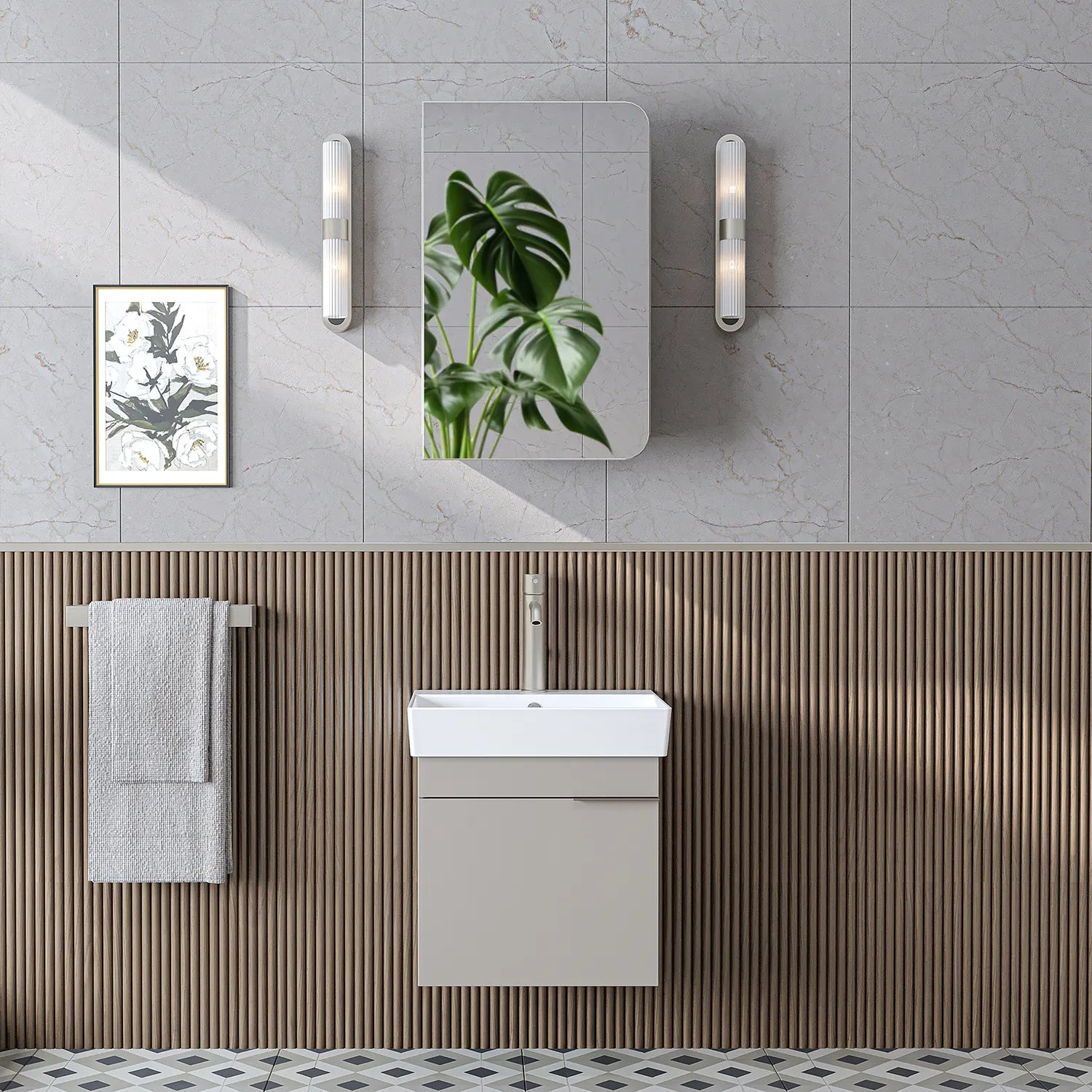 Lavabolu Banyo Dolabı 2li Set - Likya - Roomartbanyo dolabı2935