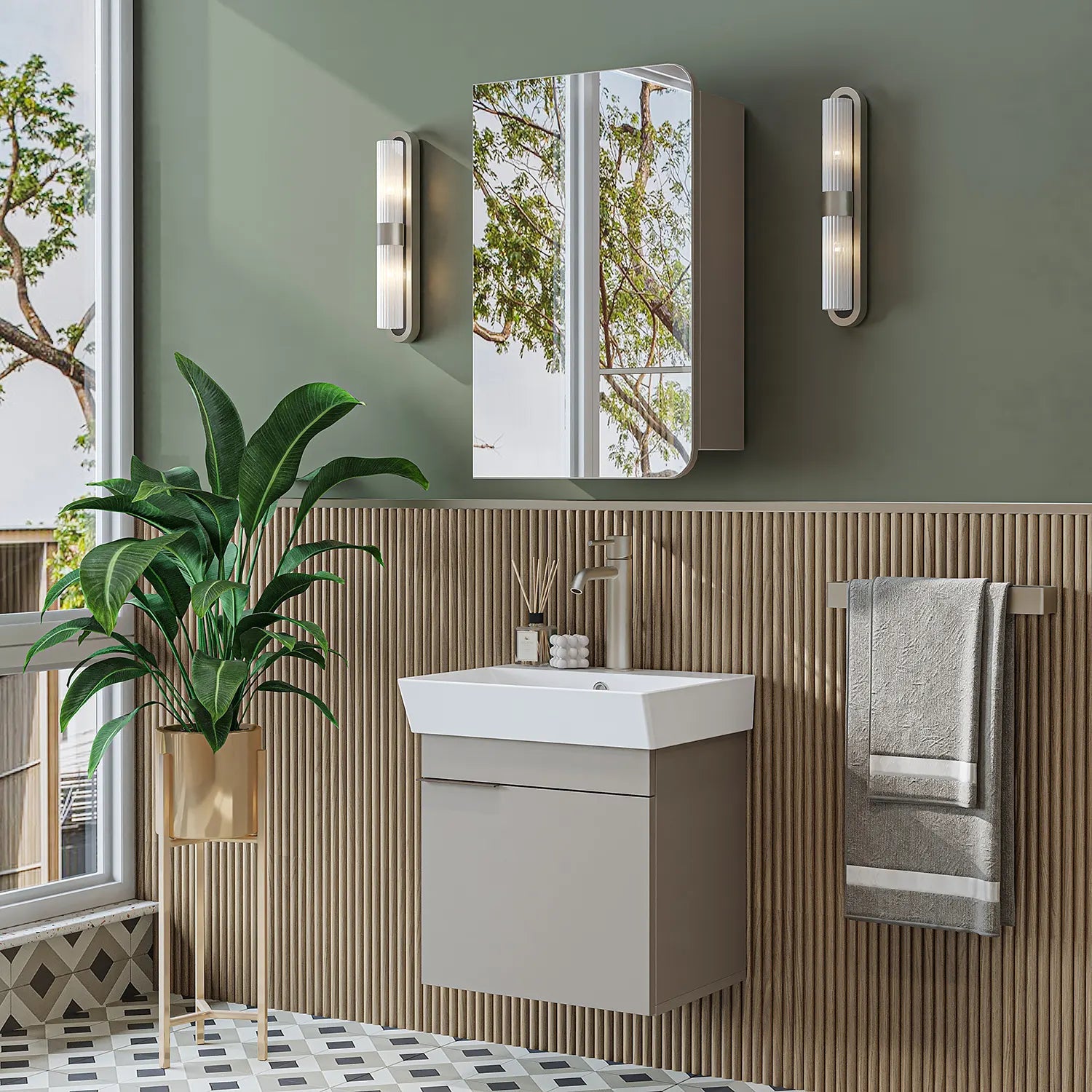 Lavabolu Banyo Dolabı 2li Set - Likya - Roomartbanyo dolabı2935