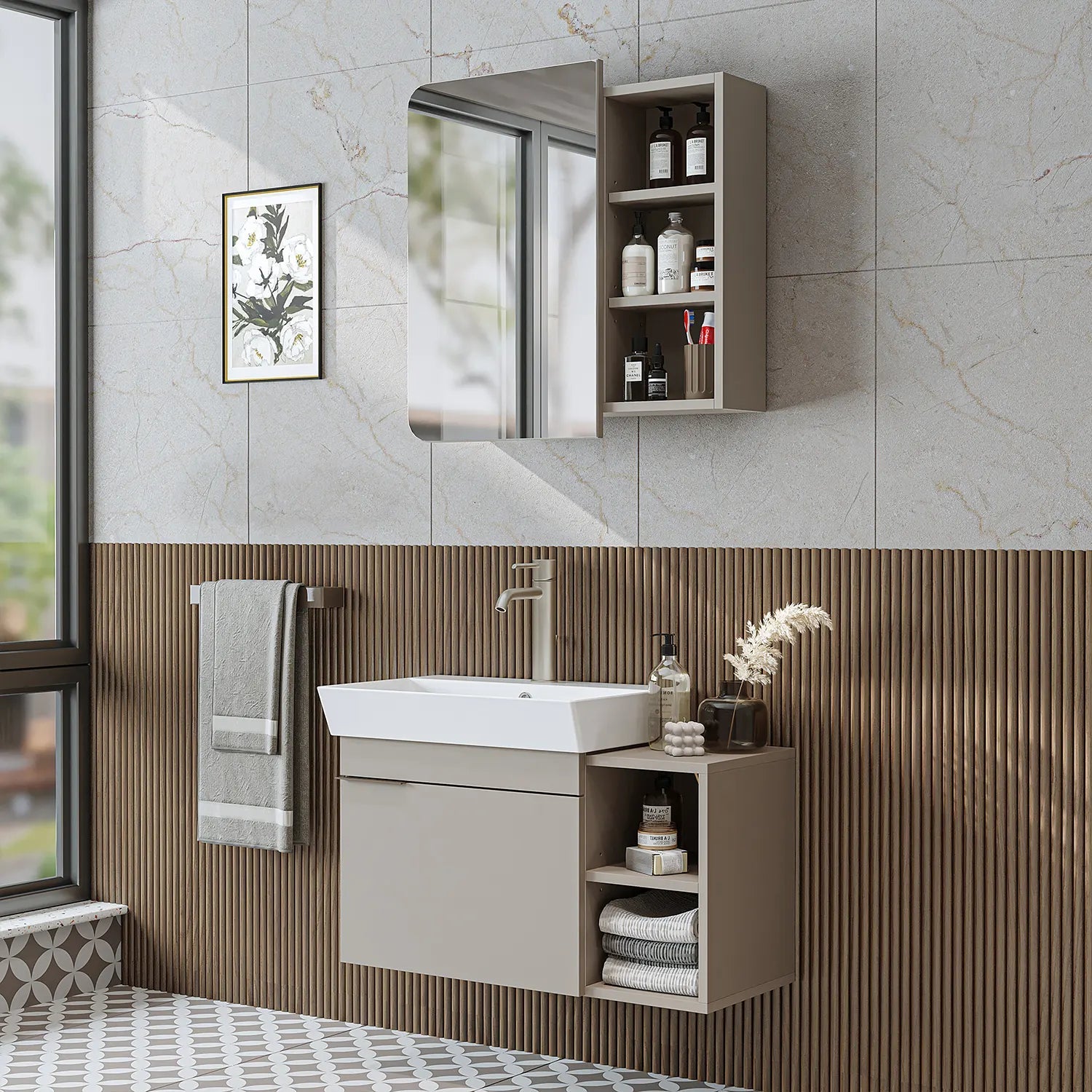 Lavabolu Banyo Dolabı 2li Set - Likya - Roomartbanyo dolabı2938
