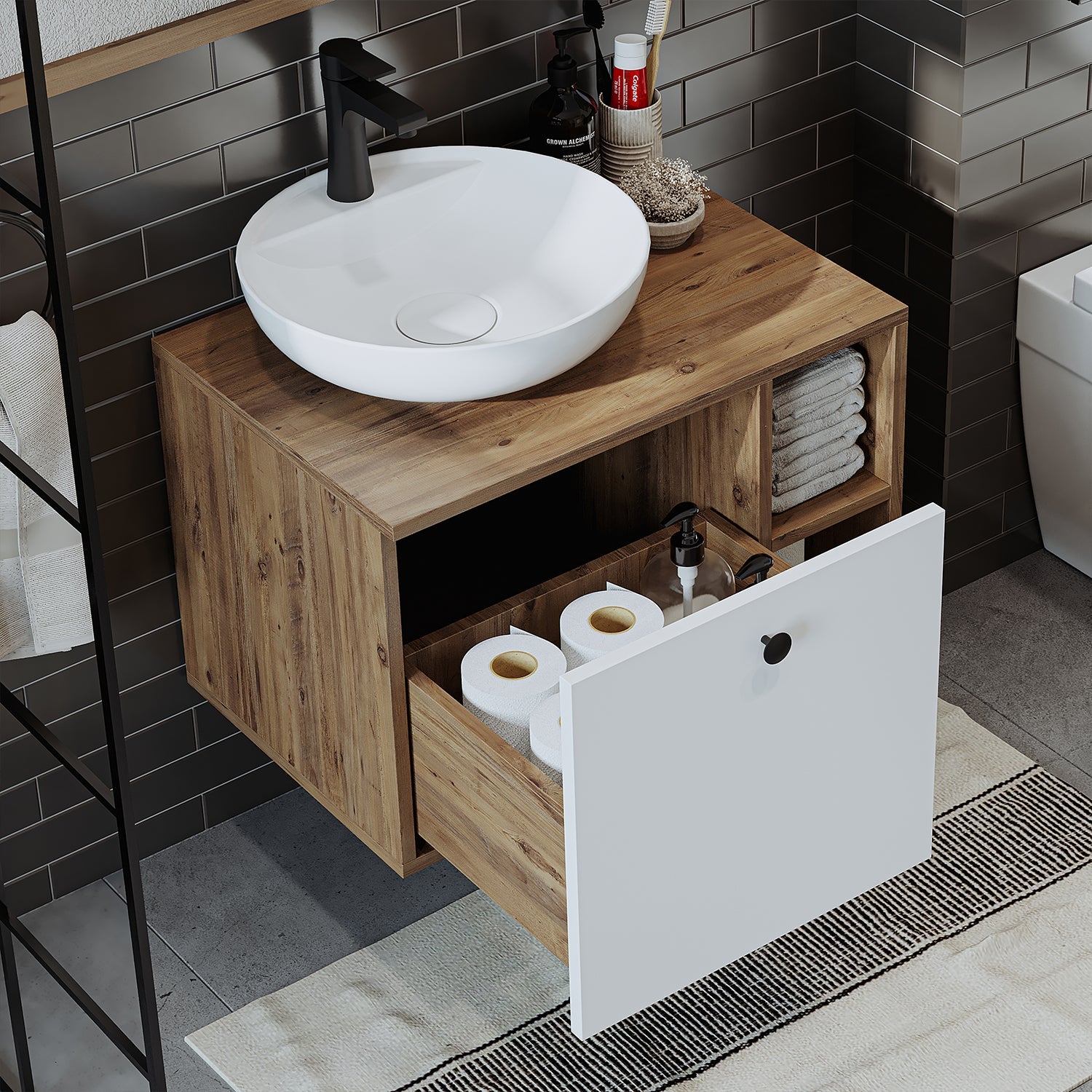 Lavabolu Banyo Dolabı 2li Set - Lotus - Roomartstore.com.trbanyo dolabı2476