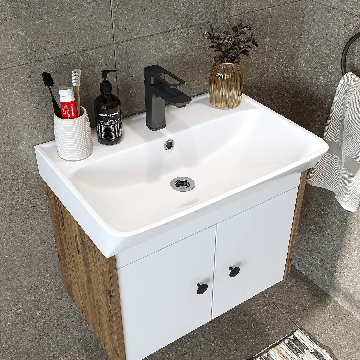 Lavabolu Banyo Dolabı 3lü Set - Ada - Roomartbanyo dolabı2870