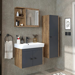Lavabolu Banyo Dolabı 3lü Set - Ada - Roomartbanyo dolabı2871