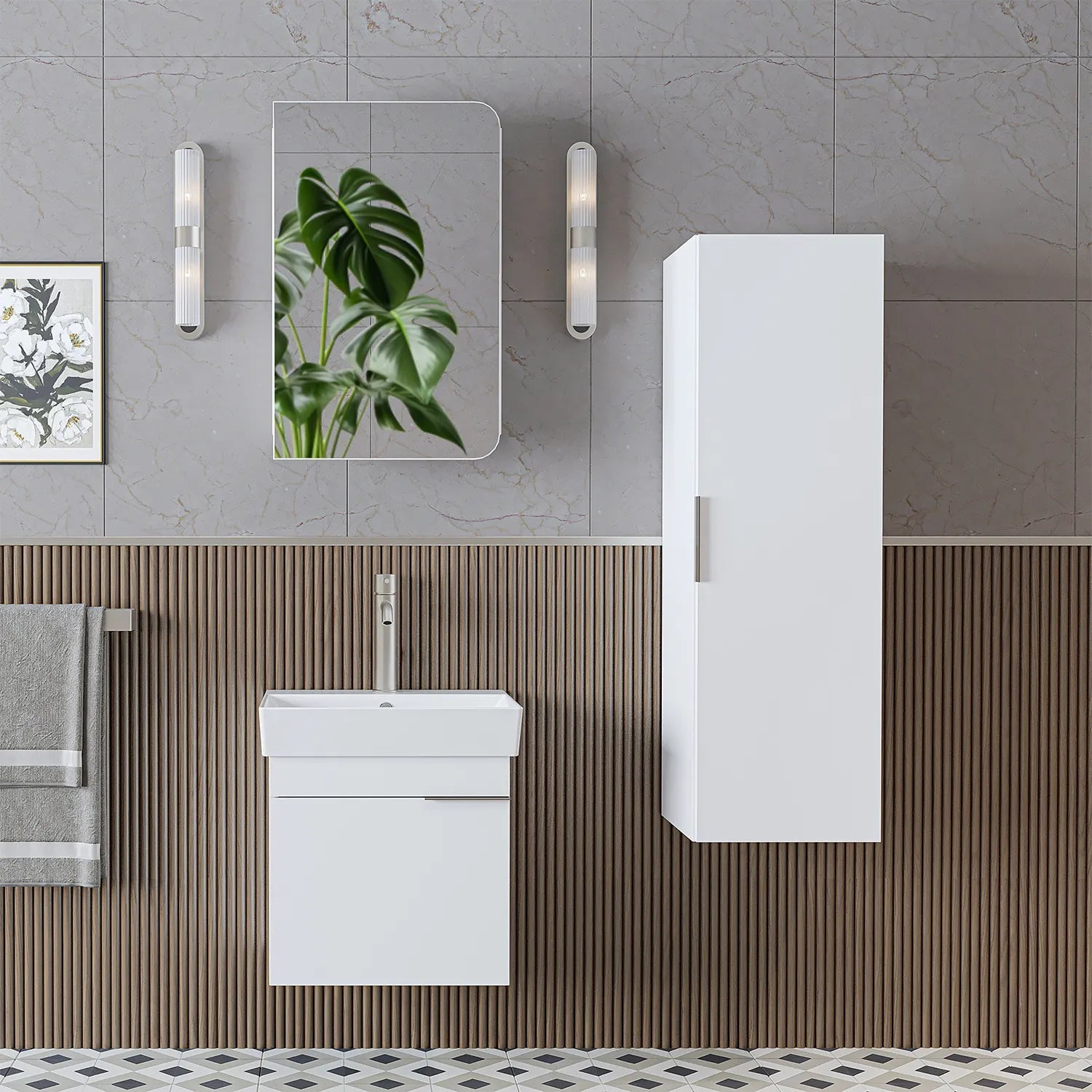 Lavabolu Banyo Dolabı 3lü Set - Likya - Roomartbanyo dolabı2919