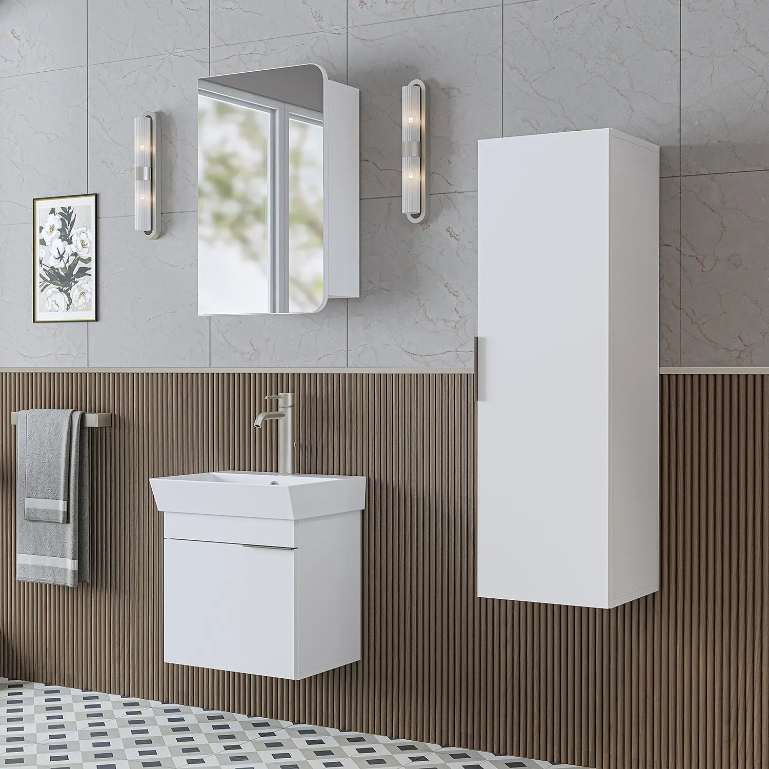 Lavabolu Banyo Dolabı 3lü Set - Likya - Roomartbanyo dolabı2919