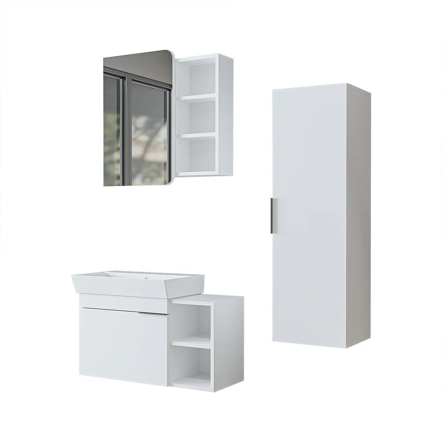 Lavabolu Banyo Dolabı 3lü Set - Likya - Roomartbanyo dolabı2926