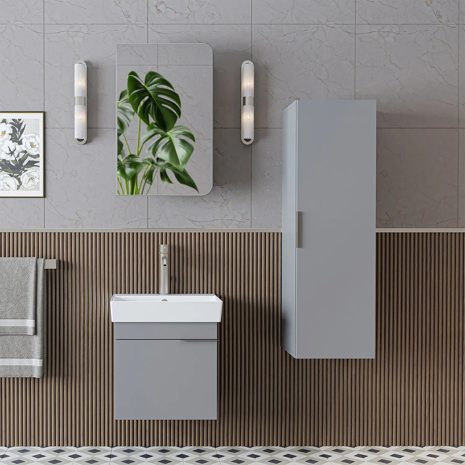 Lavabolu Banyo Dolabı 3lü Set - Likya - Roomartbanyo dolabı2931