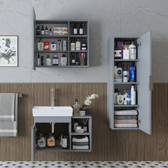Lavabolu Banyo Dolabı 3lü Set - Likya - Roomartbanyo dolabı2933