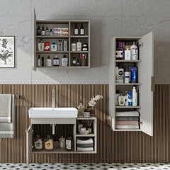 Lavabolu Banyo Dolabı 3lü Set - Likya - Roomartbanyo dolabı2942