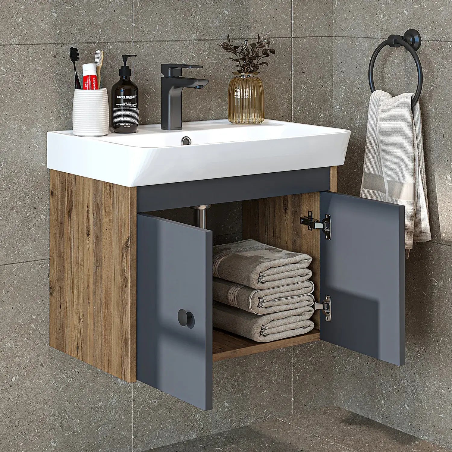 Lavabolu Banyo Dolabı - Ada - Roomartbanyo dolabı2857