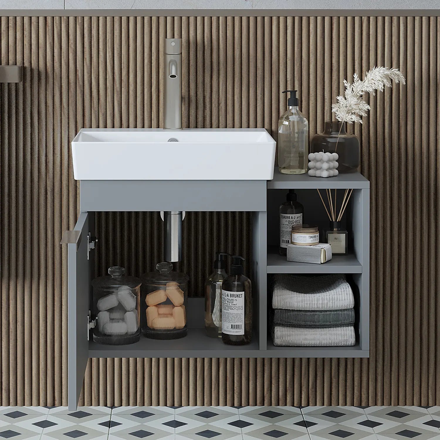Lavabolu Banyo Dolabı - Likya - Roomartbanyo dolabı2883